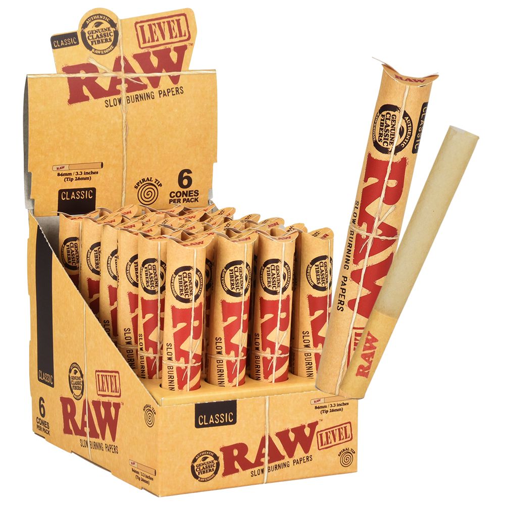 RAW Classic Level Tube Cones | 24pk Display - Discreet Smoker