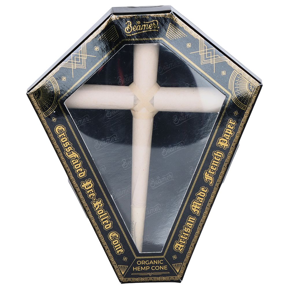 8CT DISPLAY - Beamer CrossFaded Organic Hemp Pre-Rolled Cross-Shaped Cone - Discreet Smoker