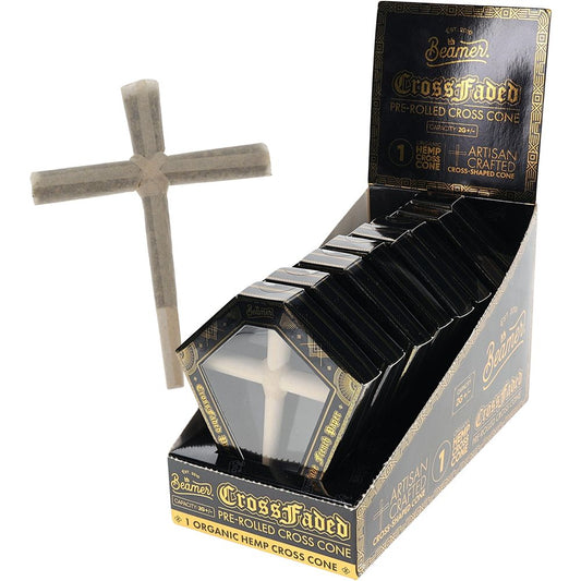 8CT DISPLAY - Beamer CrossFaded Organic Hemp Pre-Rolled Cross-Shaped Cone - Discreet Smoker