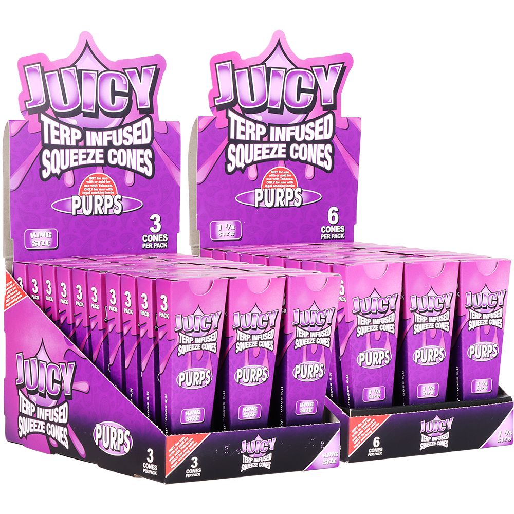 Juicy Terp Infused Squeeze Cones | Purps | 30pk Display - Discreet Smoker