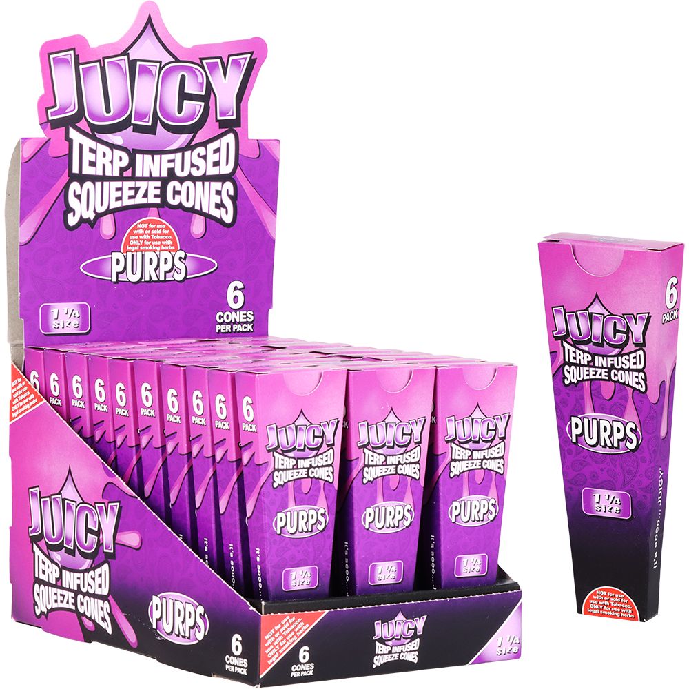 Juicy Terp Infused Squeeze Cones | Purps | 30pk Display - Discreet Smoker
