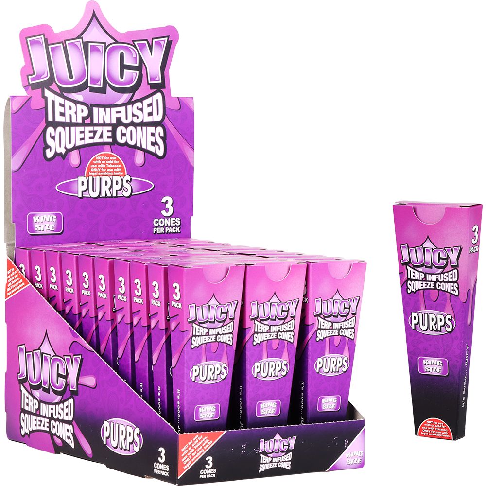 Juicy Terp Infused Squeeze Cones | Purps | 30pk Display - Discreet Smoker