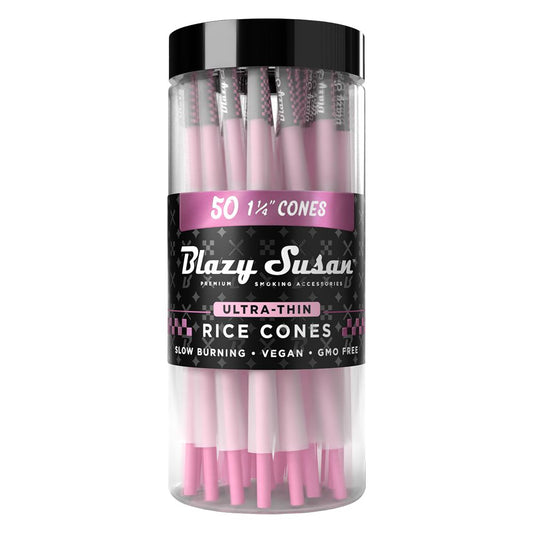 Blazy Susan Ultra Thin Rice Pre-Rolled Cones | 50ct Jar - Discreet Smoker