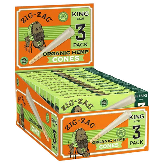 Zig Zag Organic Hemp Cones | 24pk Display - Discreet Smoker