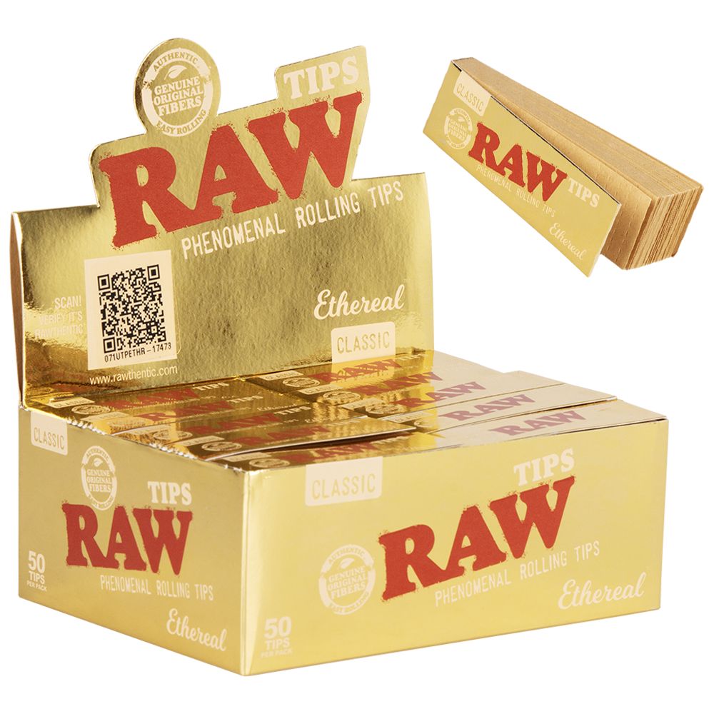 50CT DISPLAY - RAW Ethereal Rolling Tips - 50pc - Discreet Smoker