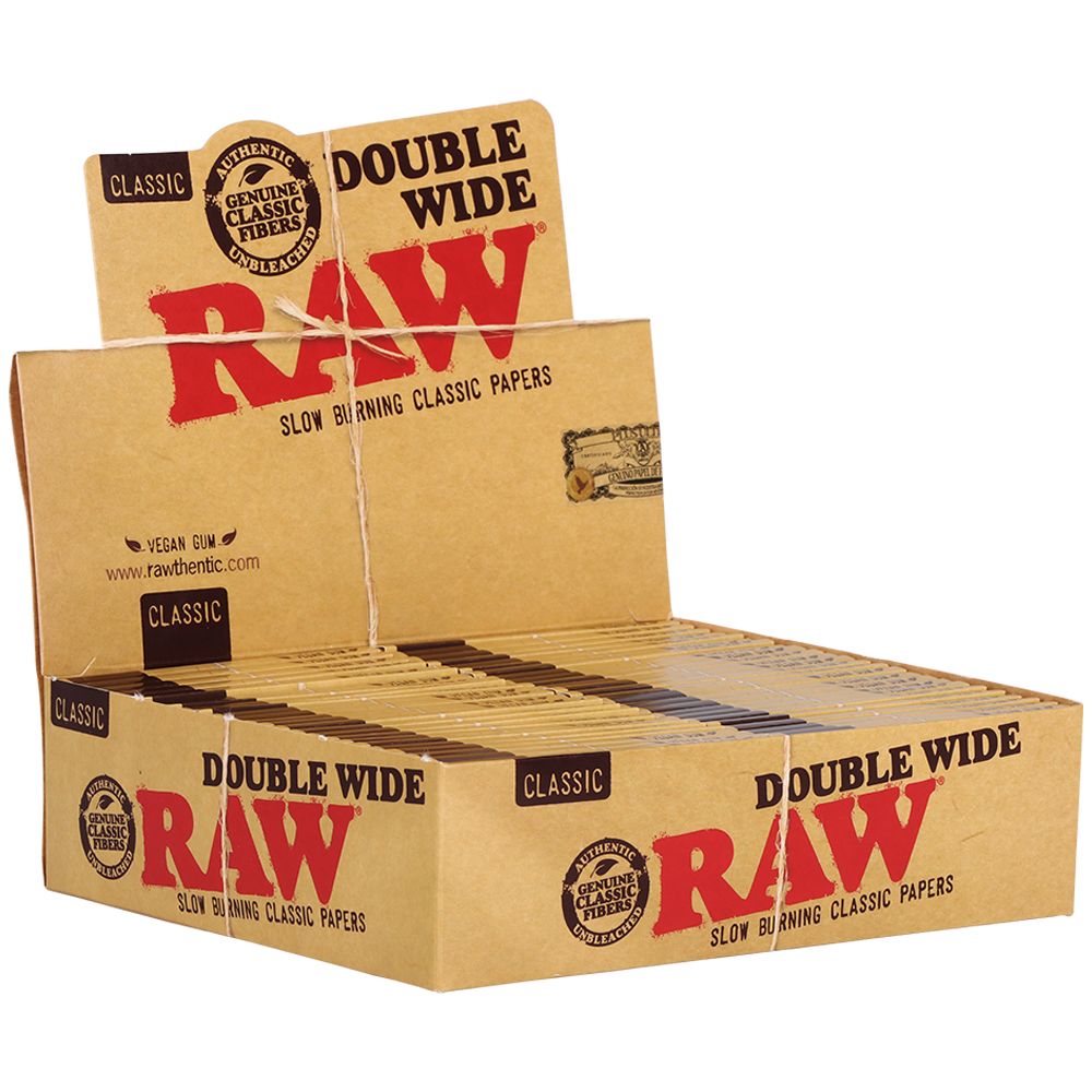 50CT DISPLAY - RAW Classic Double Wide Rolling Papers - 34pc - Discreet Smoker