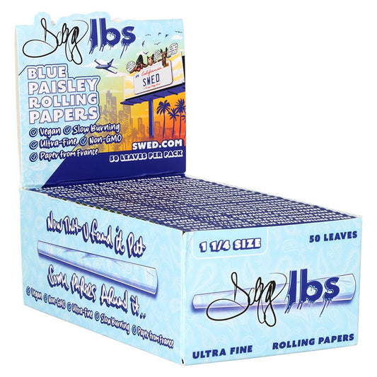 50CT DISPLAY - Dogg Lbs Blue Paisley Rolling Papers - 1 1/4" / 50pc - Discreet Smoker