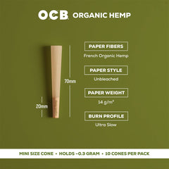 OCB Organic Hemp Pre-Rolled Cones | 24pk Display - Discreet Smoker
