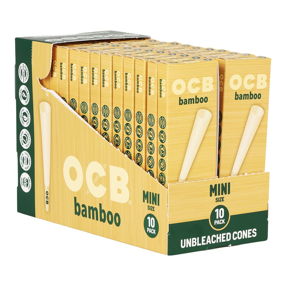 OCB Unbleached Bamboo Pre-Rolled Cones | 24pk Display - Discreet Smoker