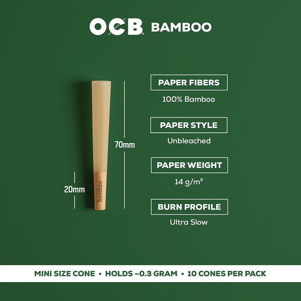 OCB Unbleached Bamboo Pre-Rolled Cones | 24pk Display - Discreet Smoker