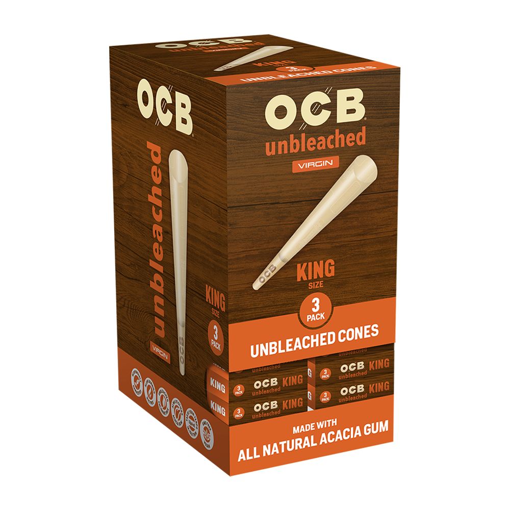 OCB Unbleached Pre-Rolled Cones | 24pk Display - Discreet Smoker
