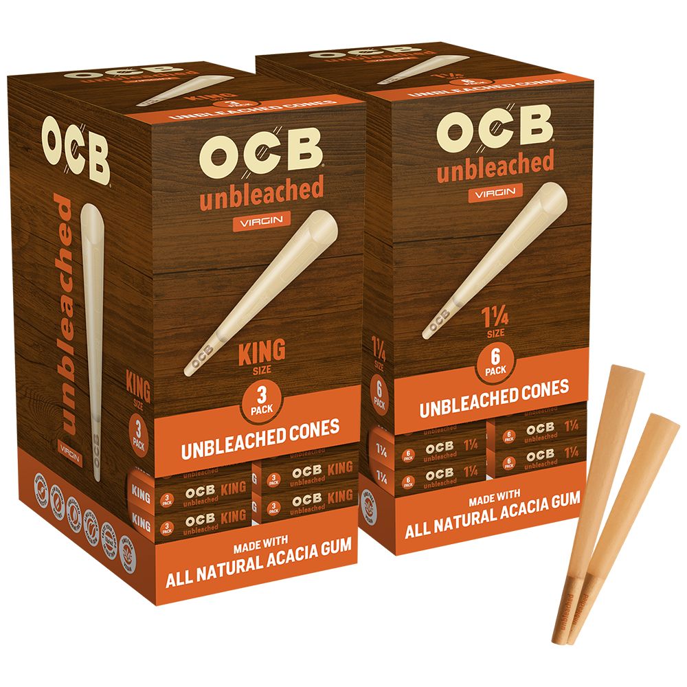 OCB Unbleached Pre-Rolled Cones | 24pk Display - Discreet Smoker