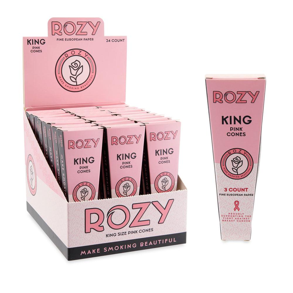 Rozy Pink King Size Pre-Rolled Cones 3pk – 24ct Display - Discreet Smoker