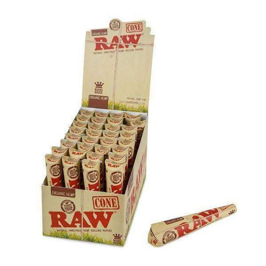 RAW Organic Hemp King Size Cones - 3pk - 32ct - Discreet Smoker