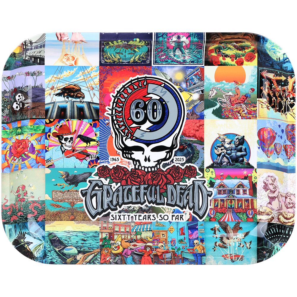 Grateful Dead x Pulsar Large Metal Rolling Tray - 60th Anniversary / 13"x11" - Discreet Smoker