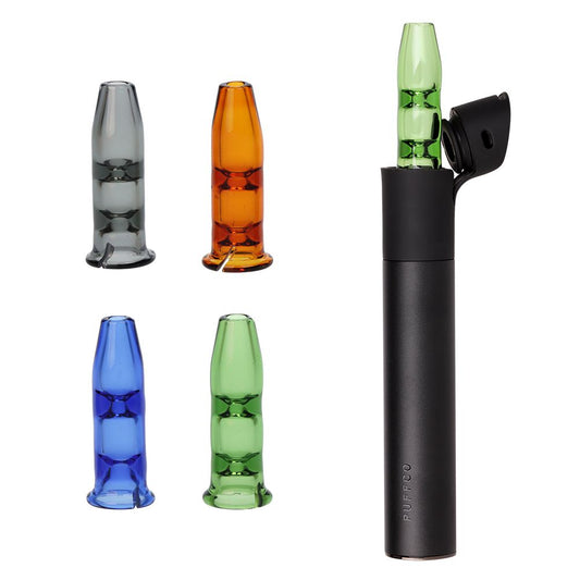 Pulsar Bullet Tip Glass Mouthpiece Attachment for Puffco Pivot w/ Display Stand - Colors Vary - Discreet Smoker