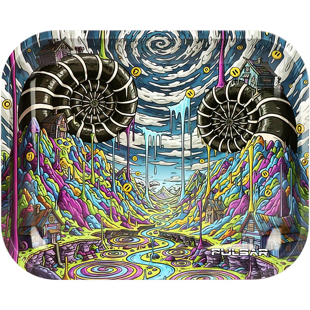 Pulsar Metal Rolling Tray - Reverse Gravity Drip / 13"x 11" - Discreet Smoker