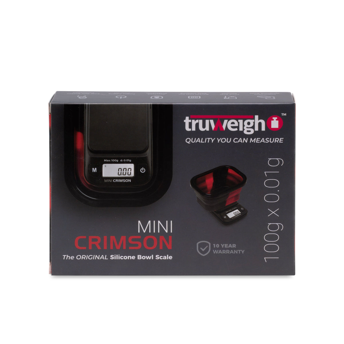 Truweigh Mini Crimson Collapsible Bowl Scale - 100g x 0.01g - Discreet Smoker