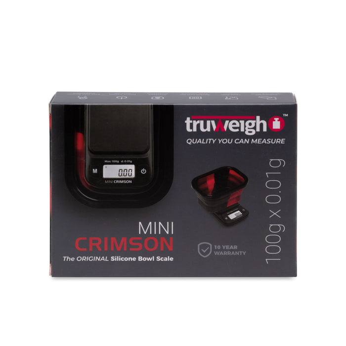 Truweigh Mini Crimson Collapsible Bowl Scale - 100g x 0.01g, Red/Black Tie-Dye