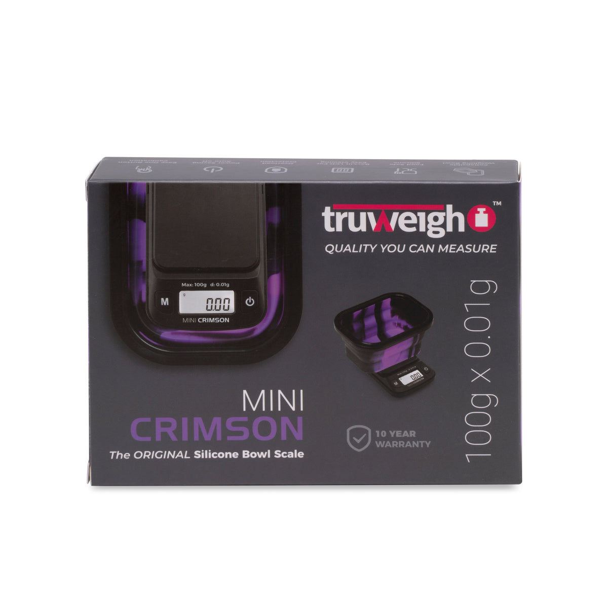 Truweigh Mini Crimson Collapsible Bowl Scale - 100g x 0.01g - Discreet Smoker