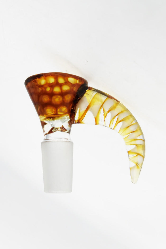 TAG - Horn Handle Single Hole Slide, (14MM Male) Wavy Laser Engraved Logo - Amber Silver Fume .02