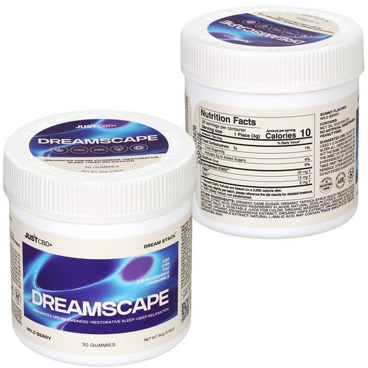 JUST CBD Dreamscape THC Gummies Jar - 1350mg / 3.15oz / 30pc / Wildberry - Discreet Smoker