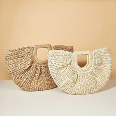 Half Moon Design Basket  Beach Straw Bag