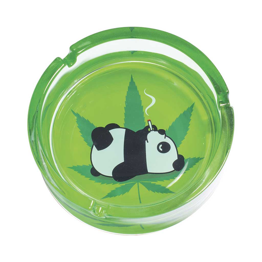TOKING PANDA LEAF GLASS ASHTRAY - Discreet Smoker