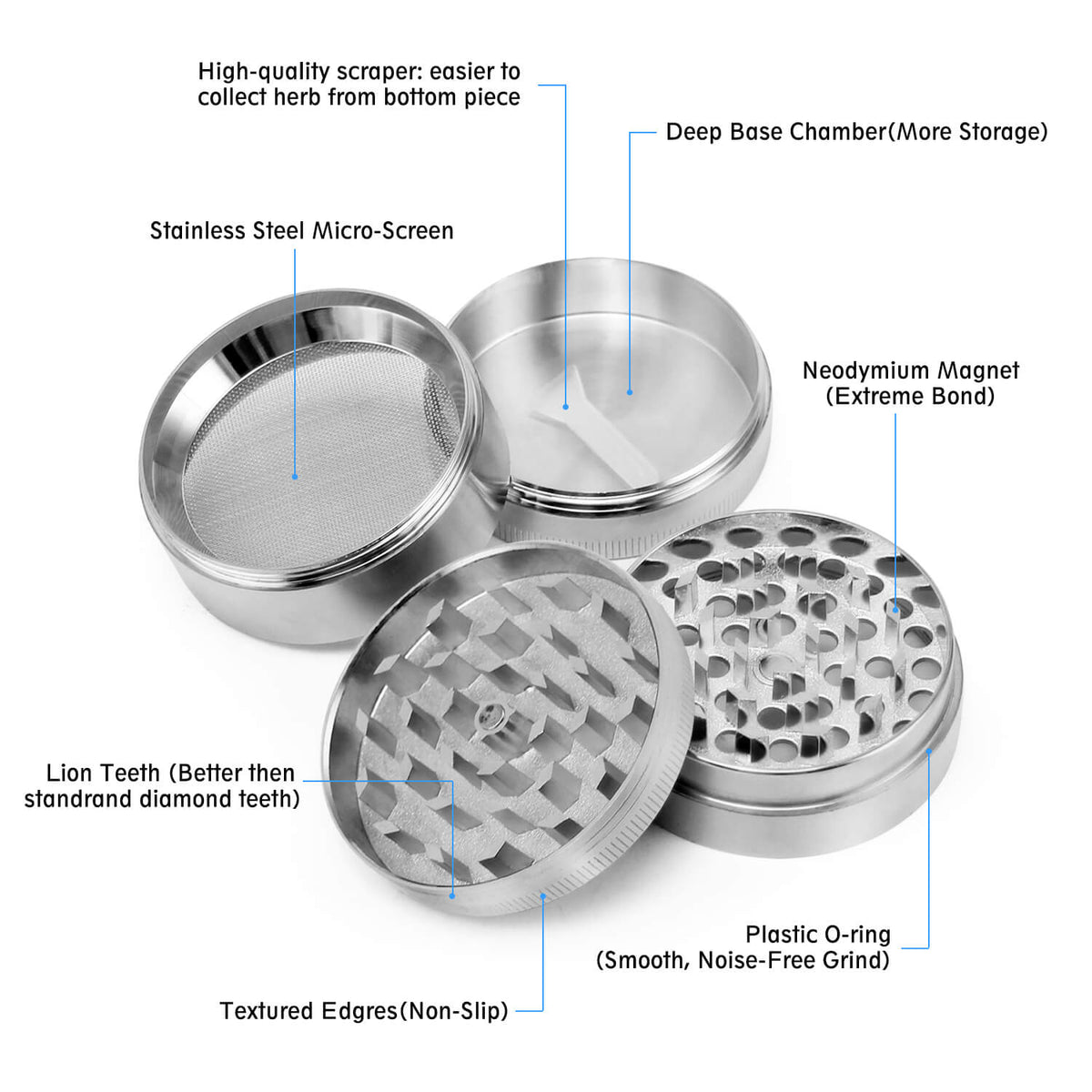 Mandala Grinder Silver - Discreet Smoker