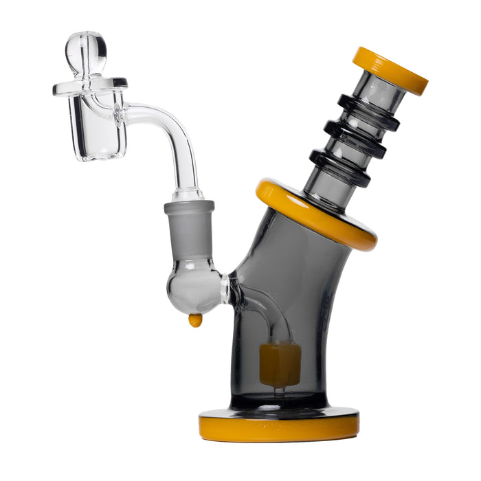 Human Grade 6.25" Bent Neck Dab Rig, Smoke with Orange Accent