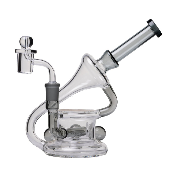 Human Grade 7.5" Recycler 45 (Triple Marble) Glass Dab Rig, Smoke
