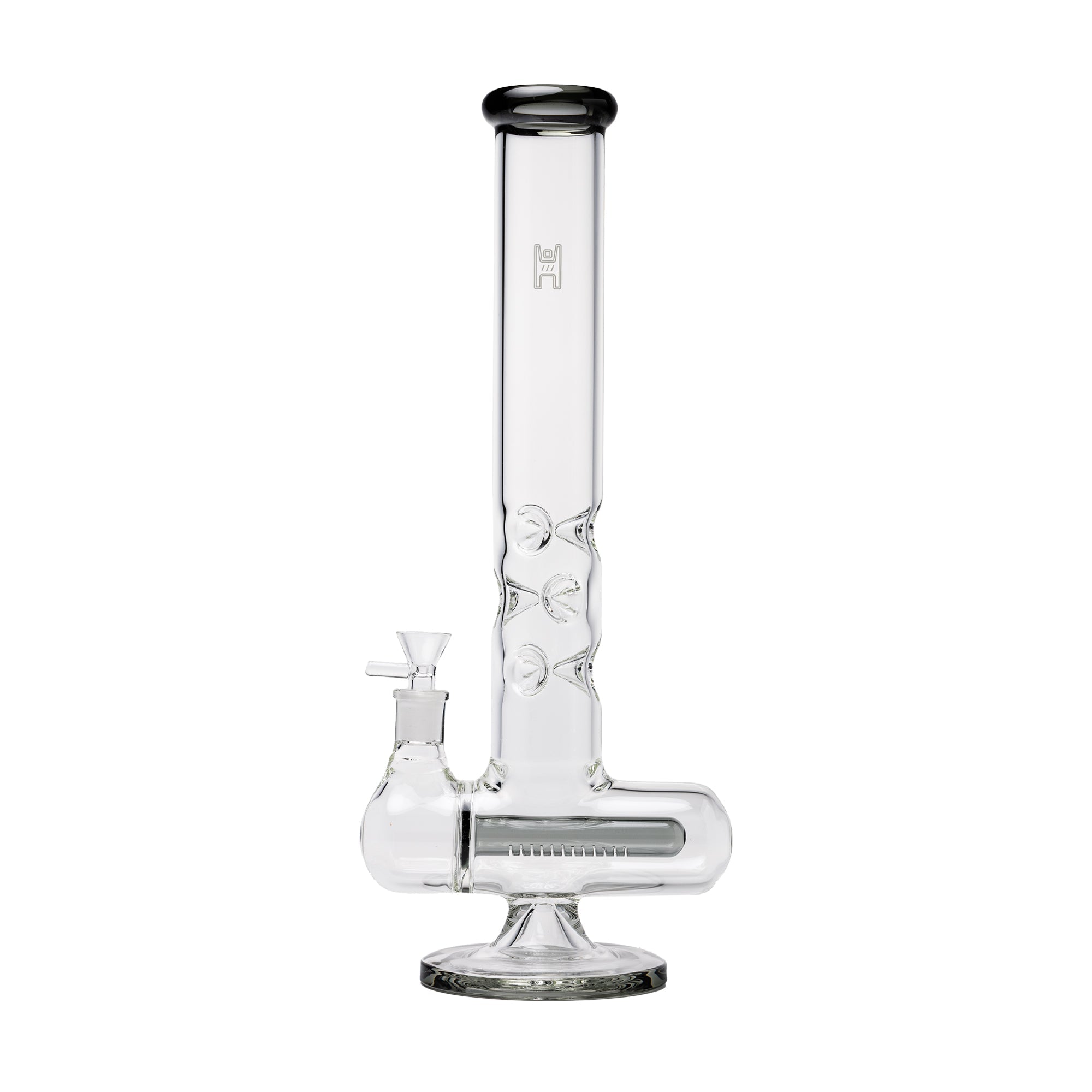 Human Grade Inline Tube Triple Ice Catch Glass Water Pipe - Discreet Smoker