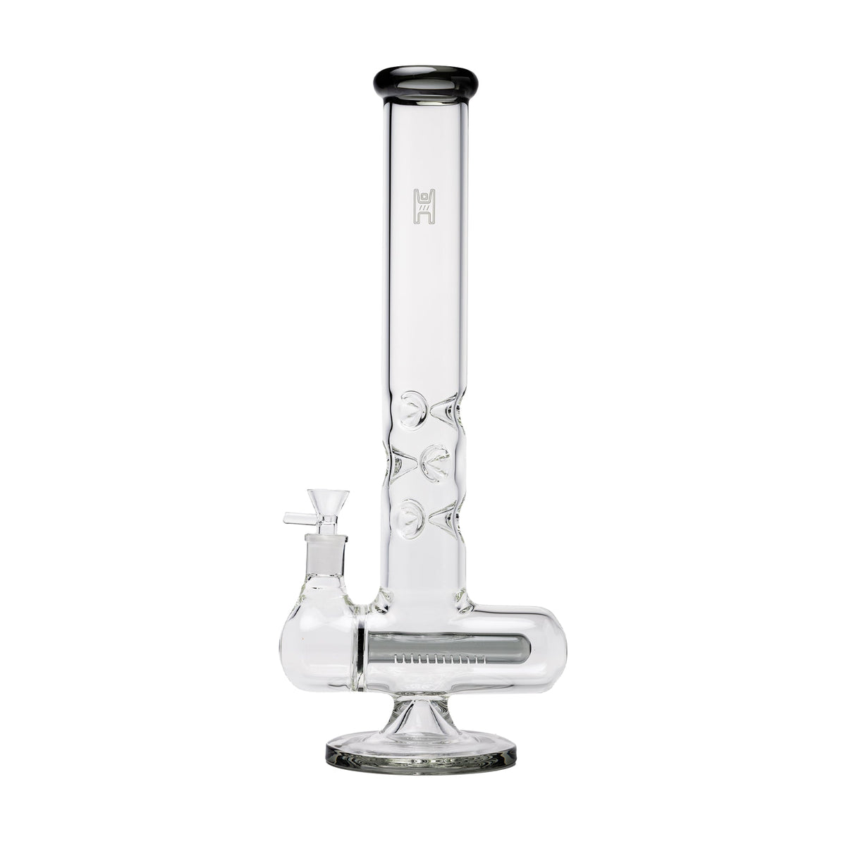 Human Grade Inline Tube Triple Ice Catch Glass Water Pipe - Discreet Smoker
