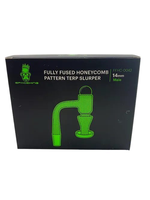 Space King Fully Fused Honeycomb Pattern Terp Slurper (Black / Green) - Discreet Smoker