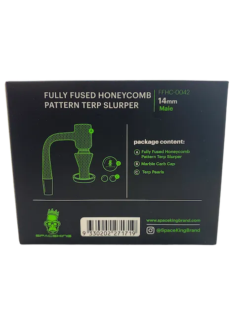 Space King Fully Fused Honeycomb Pattern Terp Slurper (Black / Green) - Discreet Smoker