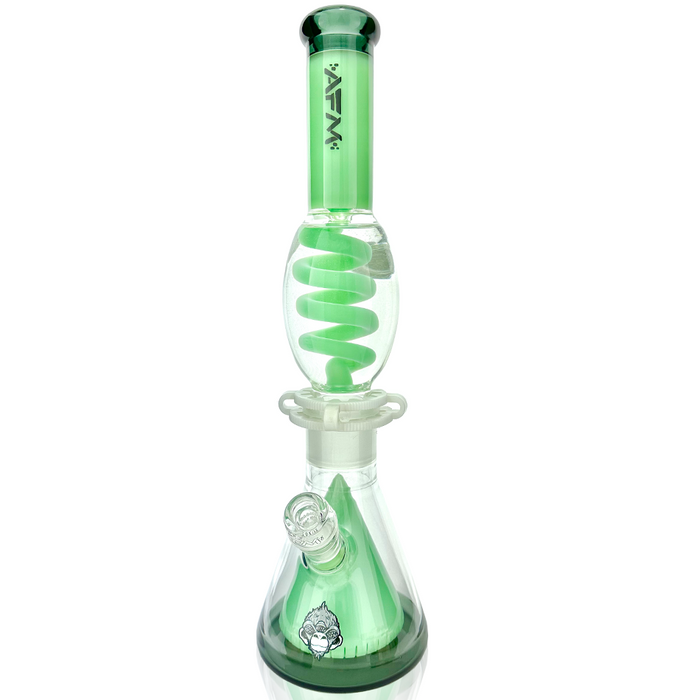 16″ AFM UFO Pyramid Freezable Coil Beaker Bong – Glycerin Coil, Mint/ Smokey