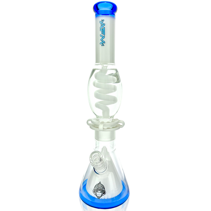 16″ AFM UFO Pyramid Freezable Coil Beaker Bong – Glycerin Coil, Ivory/ Ink Blue