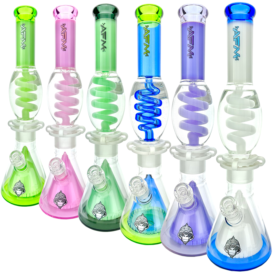 16″ AFM UFO Pyramid Freezable Coil Beaker Bong – Glycerin Coil - Discreet Smoker