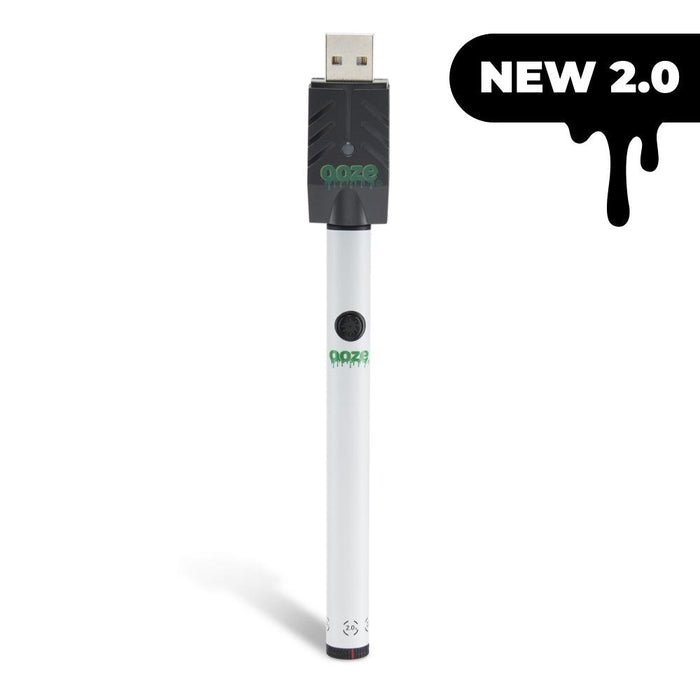 Ooze Twist Slim Pen 2.0 510 Thread Vaporizer Battery, Ghost White