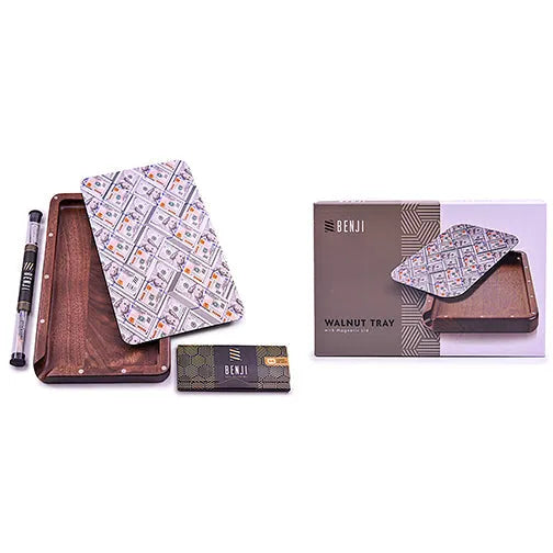 Benji - Walnut Tray w/ Magnetic Lid Kit - USD - Discreet Smoker