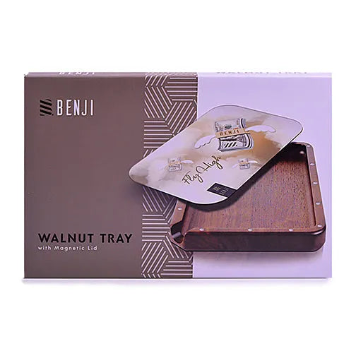 Benji - Walnut Tray w/ Magnetic Lid Kit - Fly High - Discreet Smoker