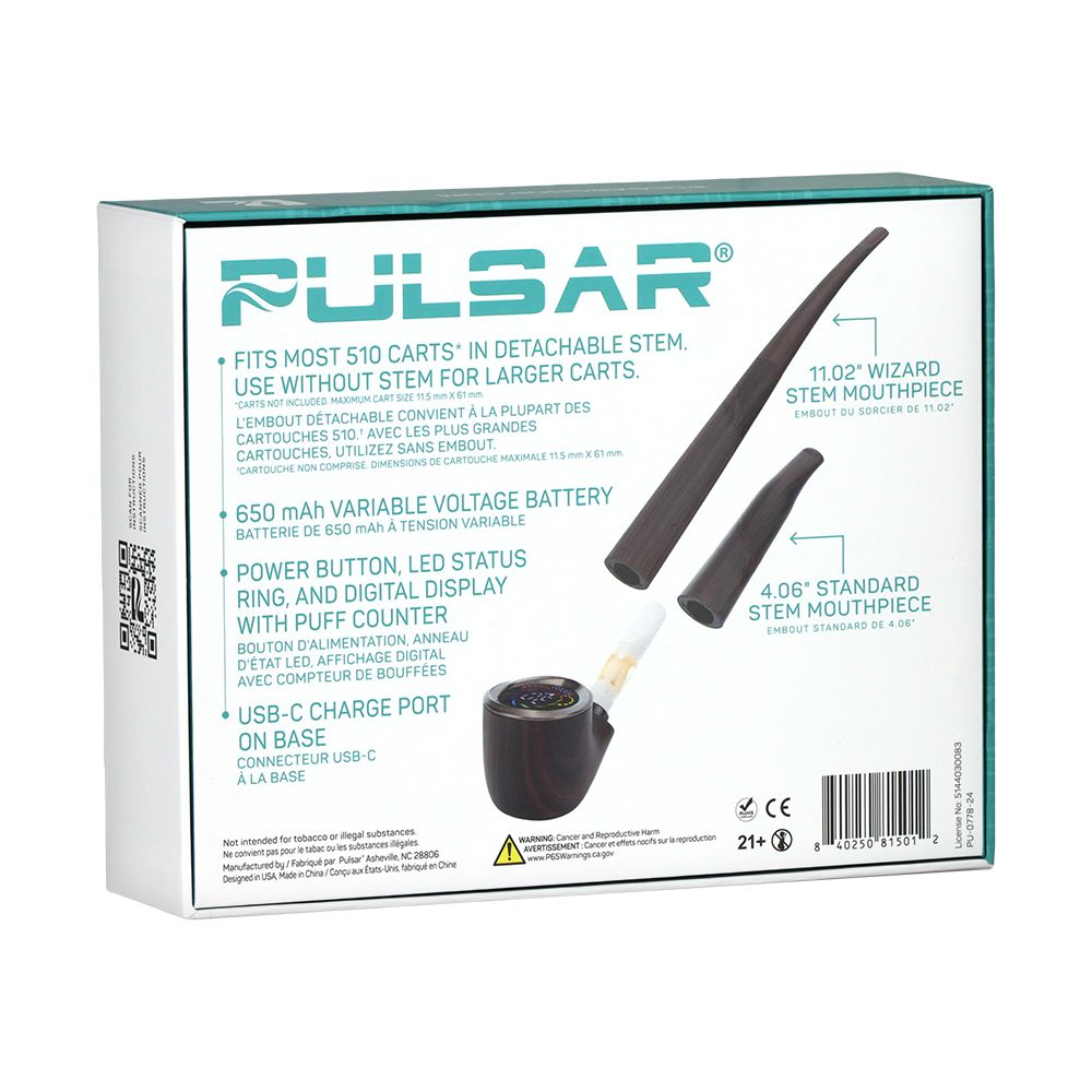 Pulsar 510 DL Wizard Pipe Variable Voltage Cartridge Vape | 650mAh - Discreet Smoker