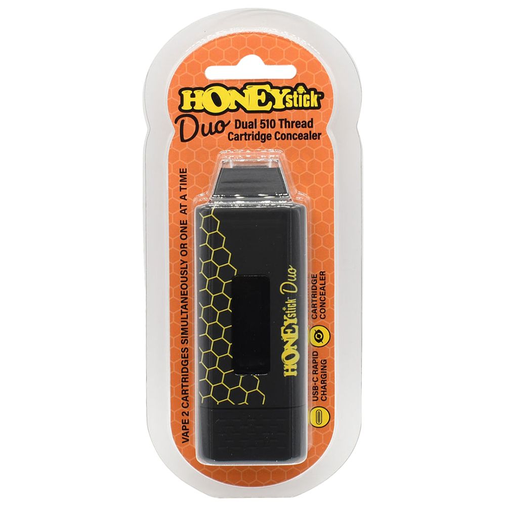 HoneyStick DUO Auto-Draw Dual Cartridge 510 Vape Battery - 400mAh / Black - Discreet Smoker