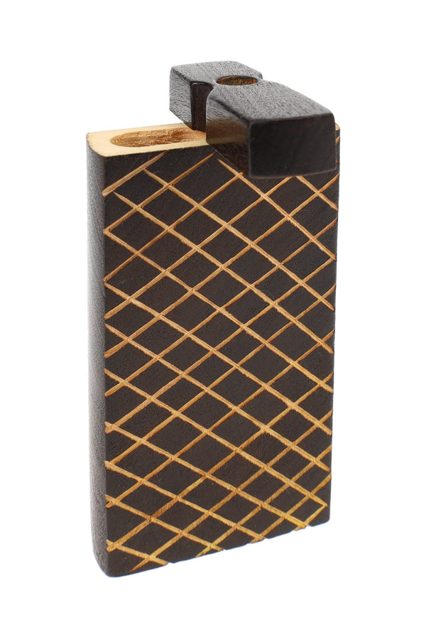Burned Wood Dugout “Night Lattice” – 4″ – Assorted - Discreet Smoker
