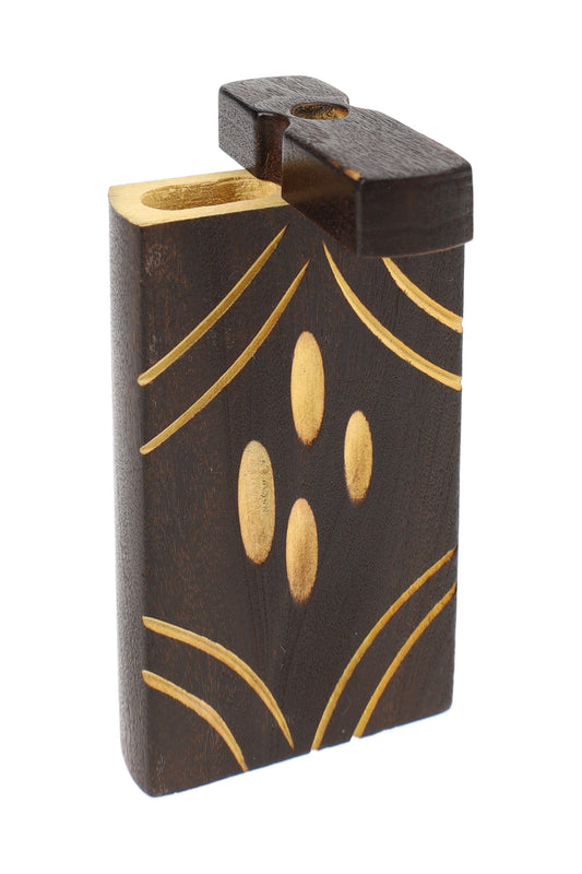 Burned Wood Dugout “Night Lattice” – 4″ – Assorted - Discreet Smoker
