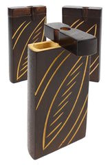 Burned Wood Dugout “Night Lattice” – 4″ – Assorted - Discreet Smoker