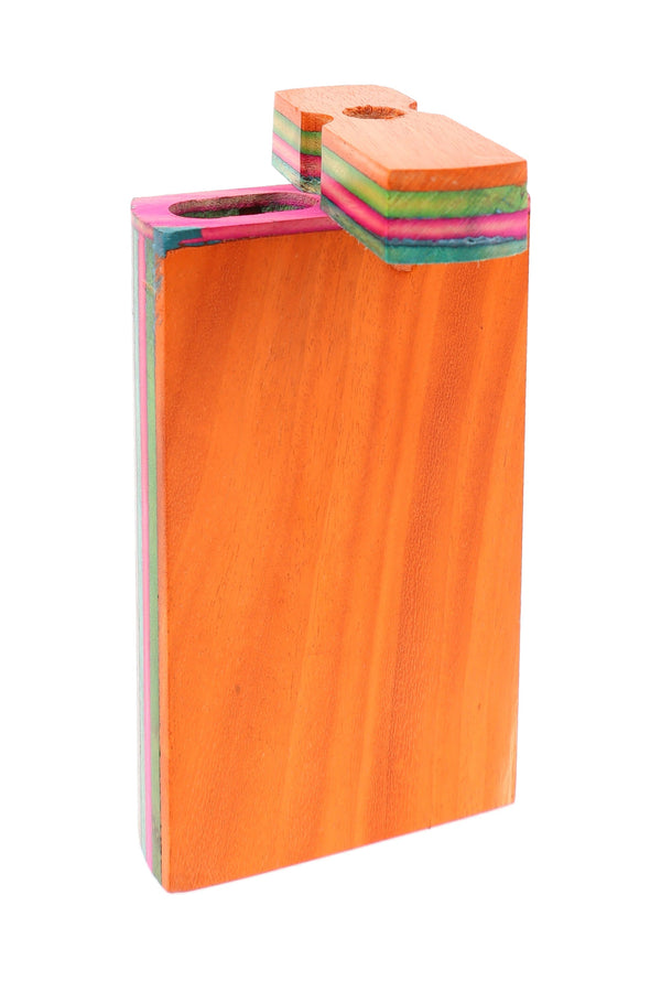 Multicolor Layered Wood Dugout “Rainbow Rail” – 4″ – Assorted Colors - Discreet Smoker