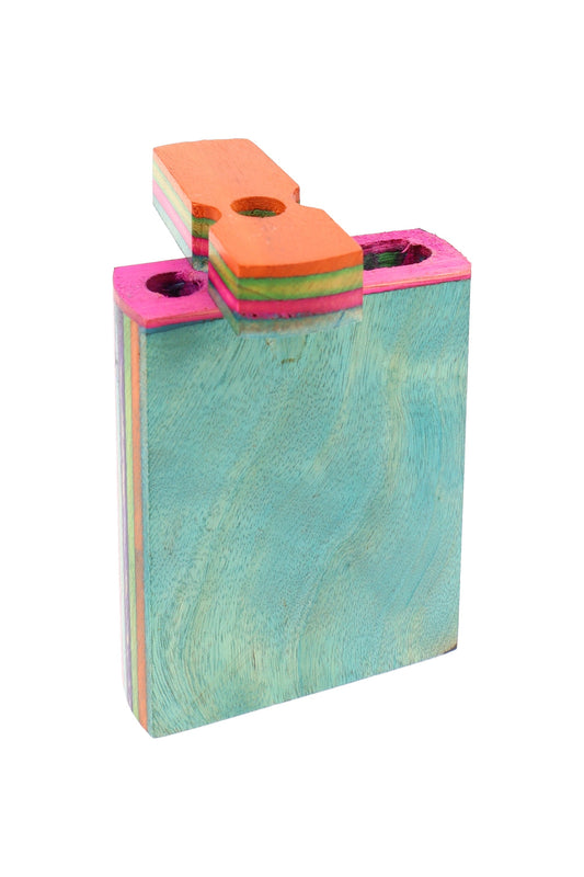Multicolor Layered Wood Dugout “Mini Rainbow Rail” – 3″ – Assorted Colors - Discreet Smoker