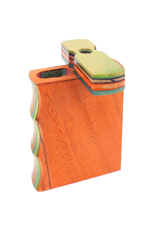 Multicolor Layered Wood Dugout “Mini Rainbow Rail” – 3″ – Assorted Colors - Discreet Smoker