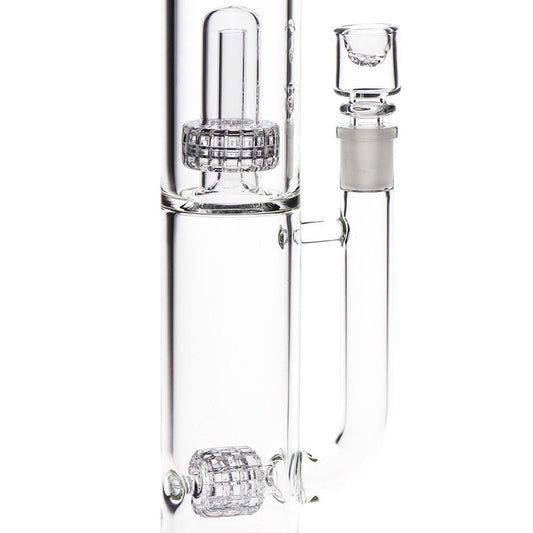 Pulsar Kink Neck Double Chamber Chugger Glass Water Pipe - 17.25" / 14mm F - Discreet Smoker